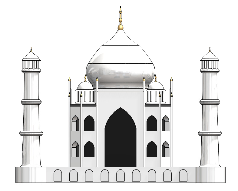 Angled render of the Taj Mahal CAD model