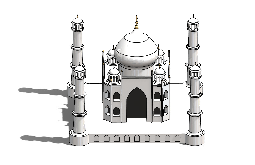 Front elevation render of the Taj Mahal CAD model