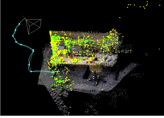 RTAB-Map demo reconstruction and camera trajectory on the TUM freiburg dataset