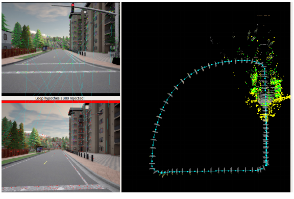 Two nearly identical camera frames where RTAB-Map rejected the loop hypothesis