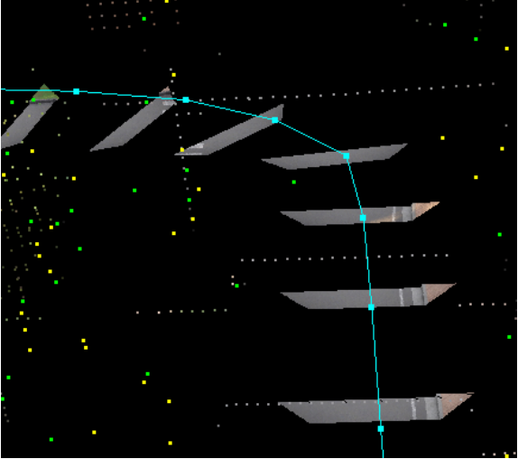 Reconstructed colour points showing only road surfaces